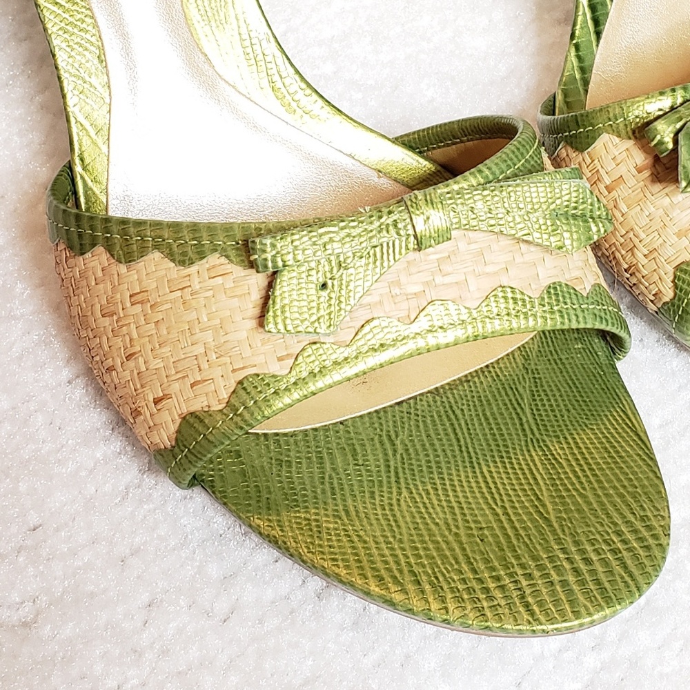 Nine West Green and Tan Heels